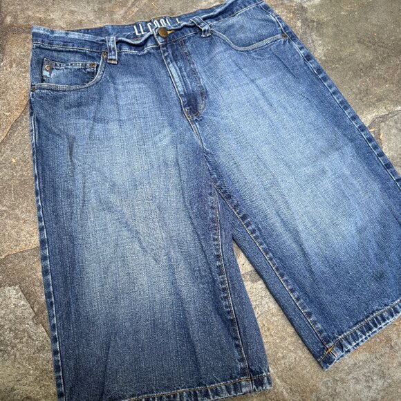 LL Cool J Mens 34 Denim Shorts Baggy Y2K Hip Hop Streetwear Jorts - Picture 12 of 14